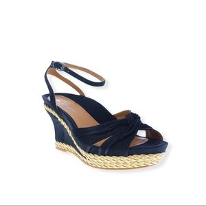 NWT Earthies Sonzi BLACK Nubuck Wedge Platform Sandal